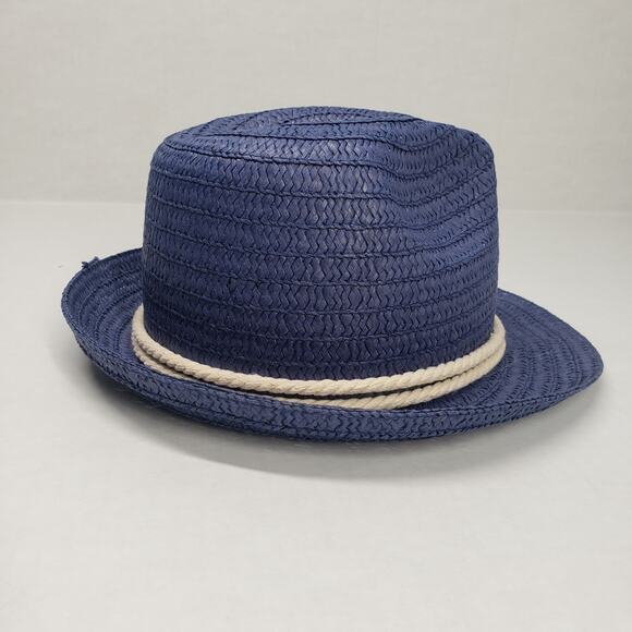 Straw Hat Mens One Size Blue Summer Fedora Cowboy Western Leisure Vacation Beach - Picture 3 of 16